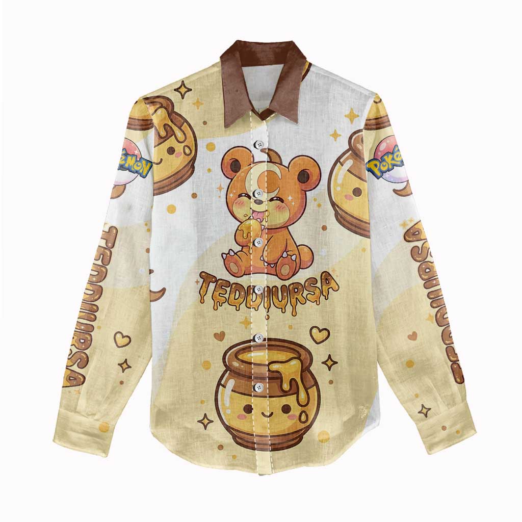 Teddiursa Women Casual Shirt Sweet Honey Moon Kawaii Art