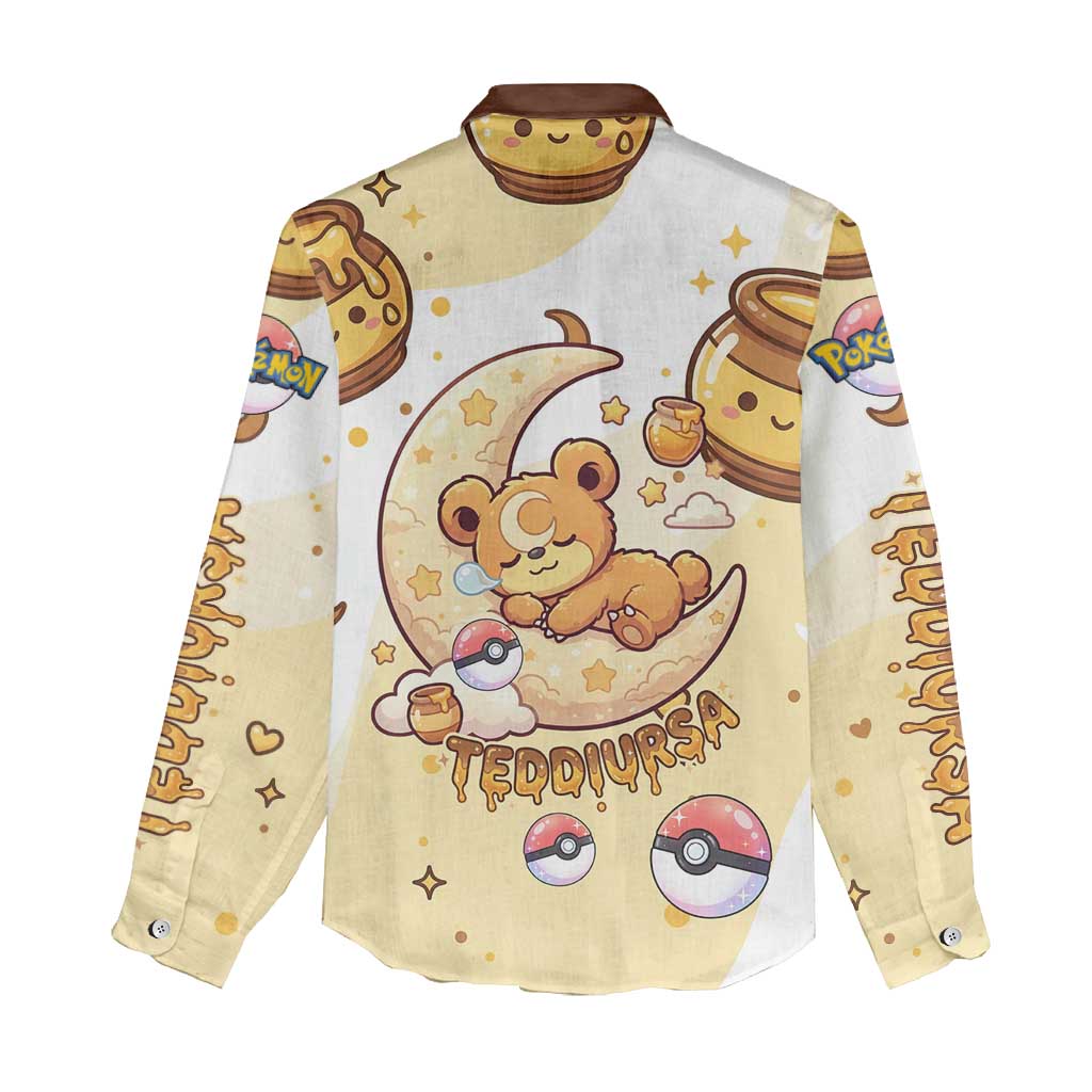 Teddiursa Women Casual Shirt Sweet Honey Moon Kawaii Art