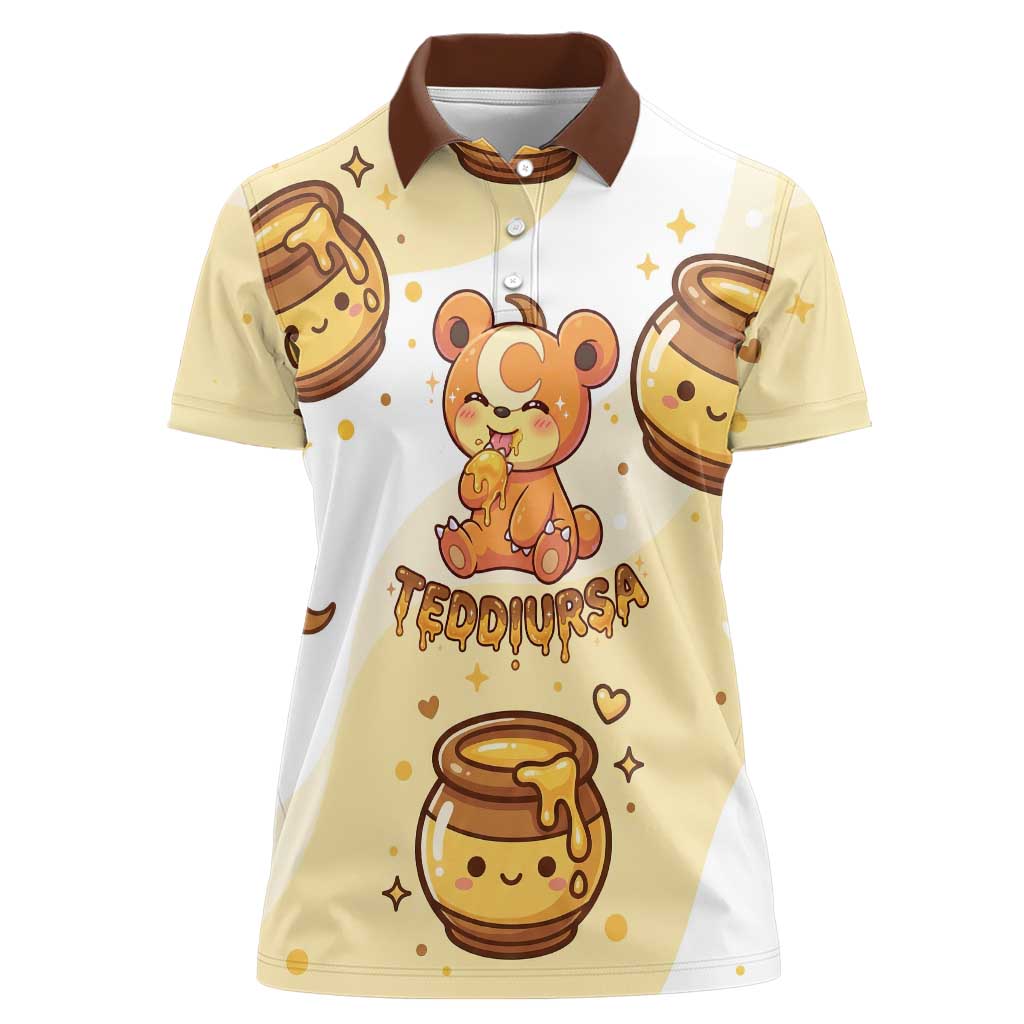 Teddiursa Women Polo Shirt Sweet Honey Moon Kawaii Art