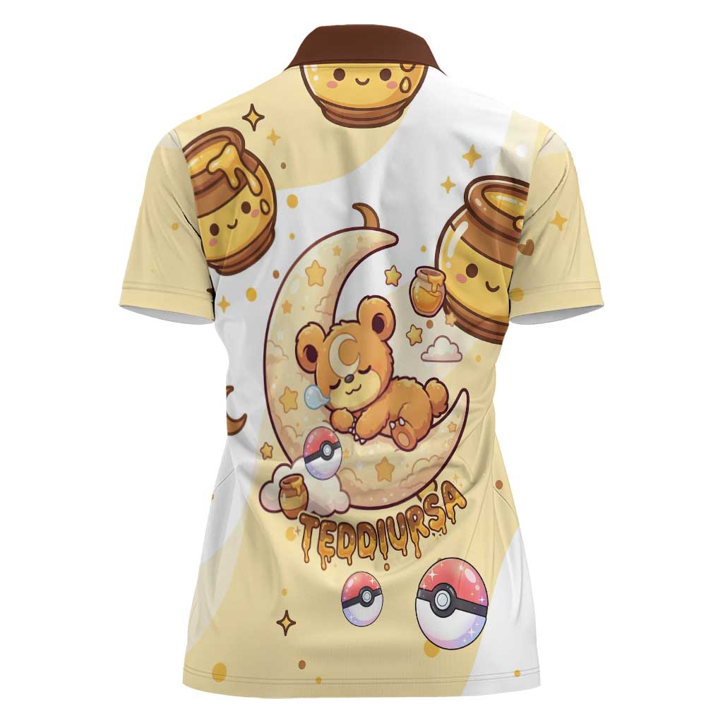 Teddiursa Women Polo Shirt Sweet Honey Moon Kawaii Art