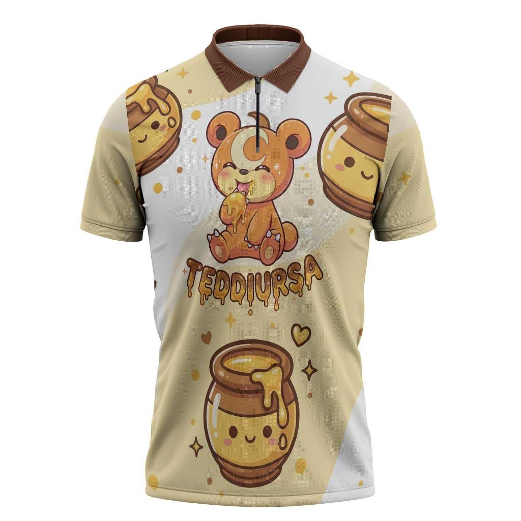 Teddiursa Zipper Polo Shirt Sweet Honey Moon Kawaii Art