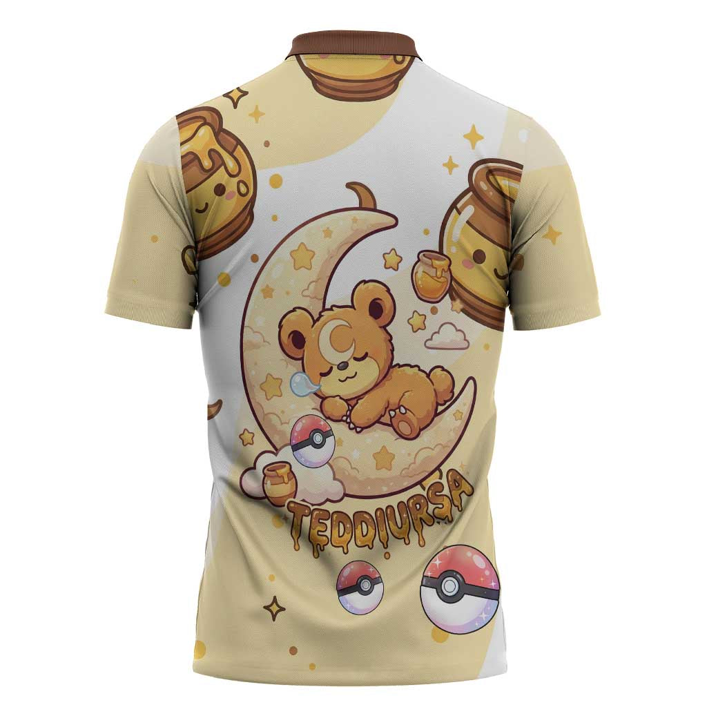 Teddiursa Zipper Polo Shirt Sweet Honey Moon Kawaii Art