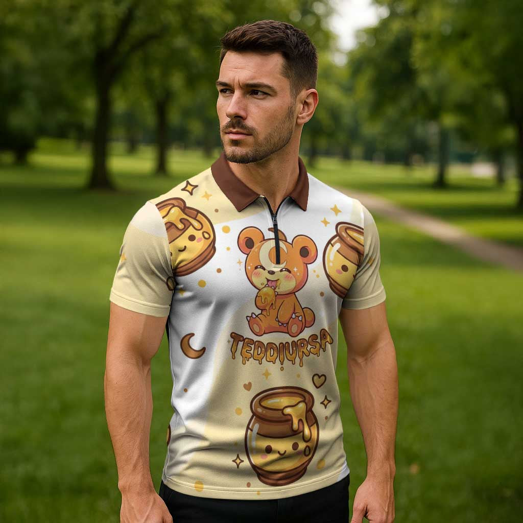 Teddiursa Zipper Polo Shirt Sweet Honey Moon Kawaii Art