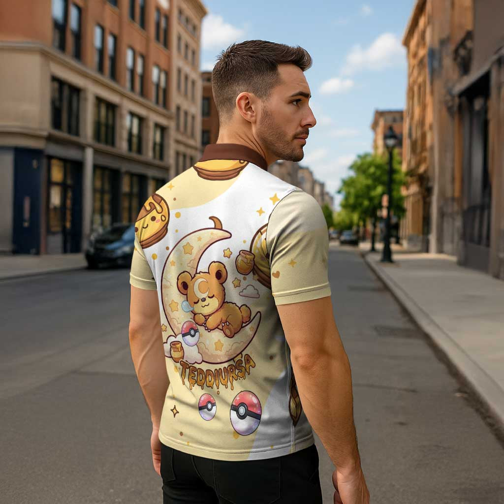 Teddiursa Zipper Polo Shirt Sweet Honey Moon Kawaii Art
