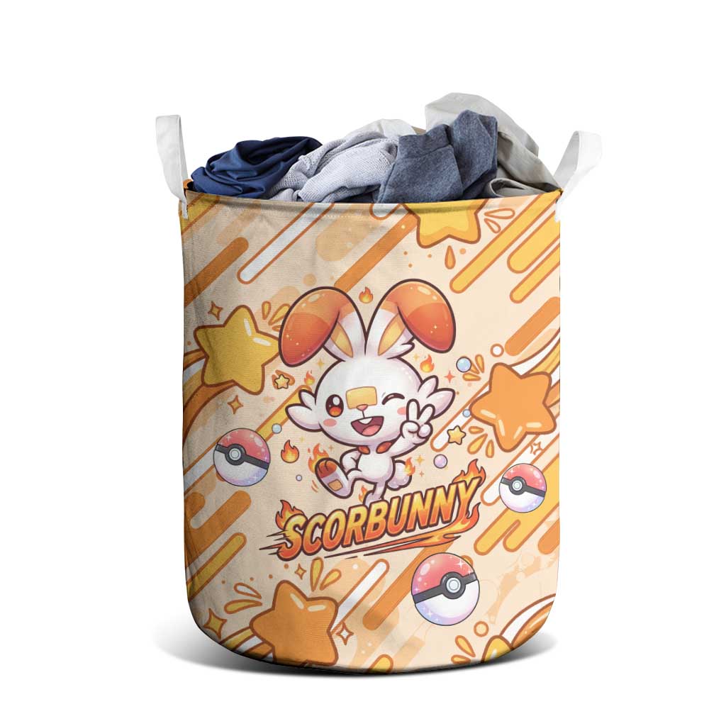 Scorbunny Laundry Basket Energetic Fire Starburst Art