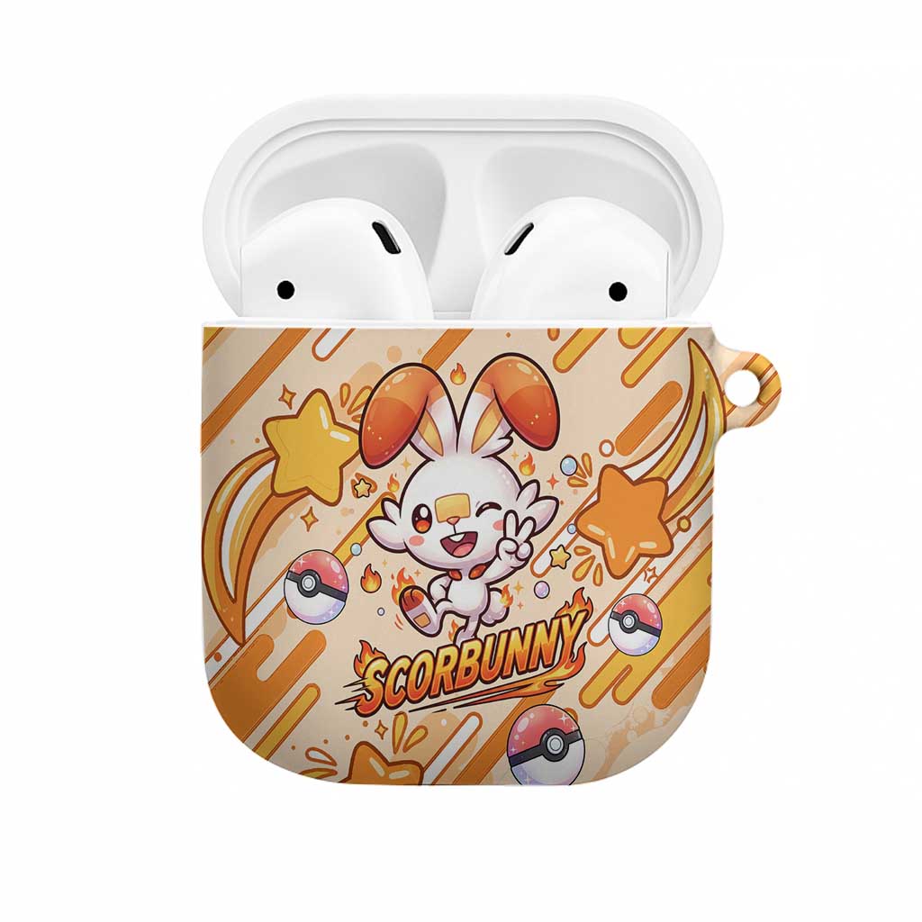 Scorbunny AirPods Case Energetic Fire Starburst Art