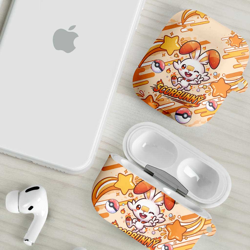Scorbunny AirPods Case Energetic Fire Starburst Art