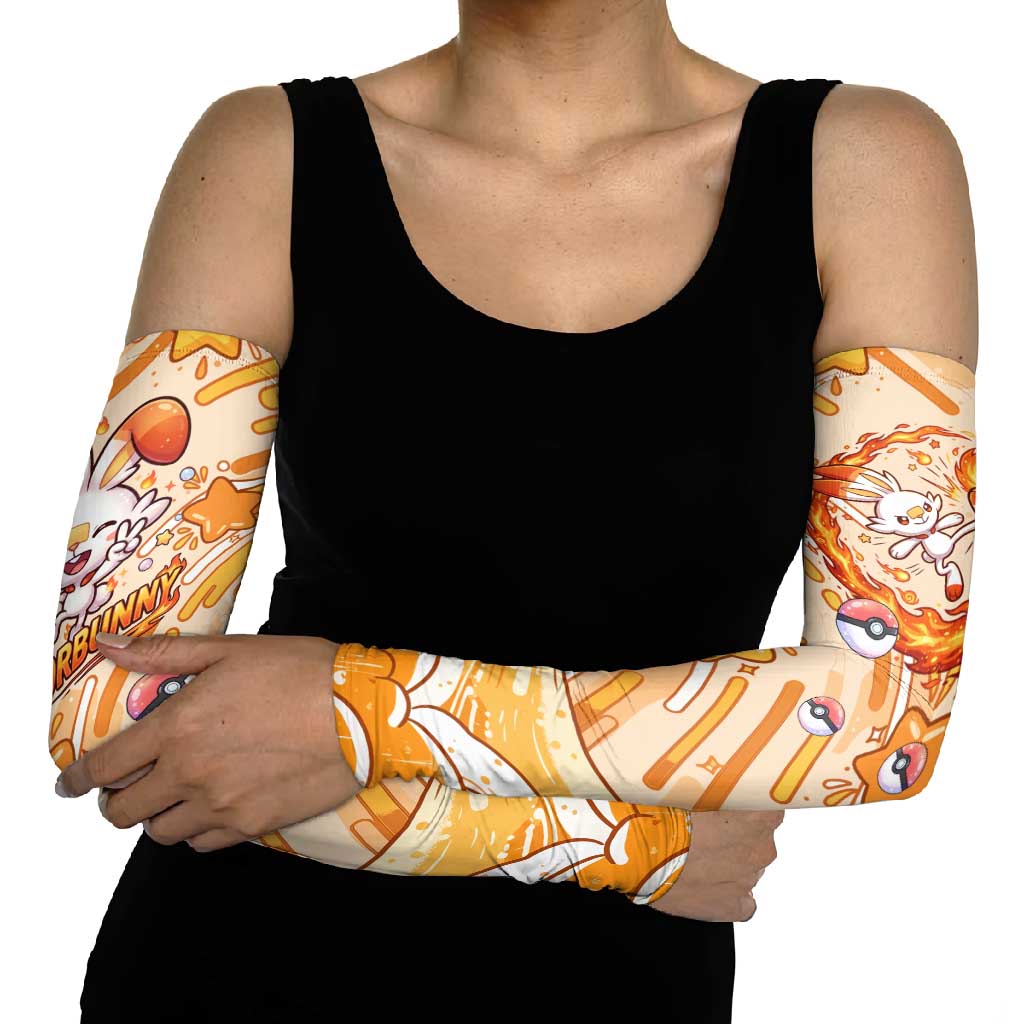 Scorbunny Arm Sleeves Energetic Fire Starburst Art
