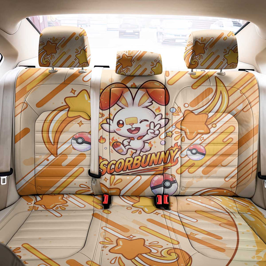 Scorbunny Back Car Seat Cover Energetic Fire Starburst Art