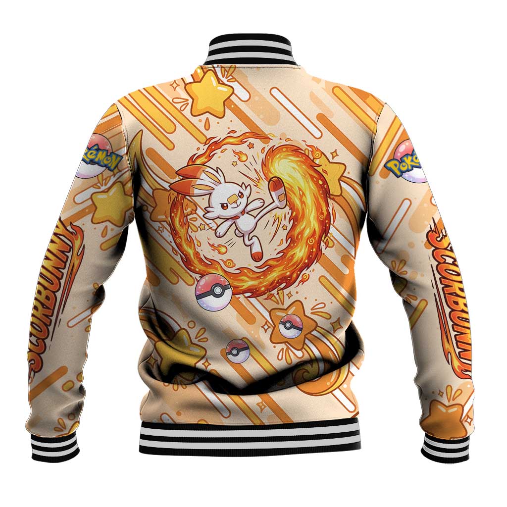 Scorbunny Baseball Jacket Energetic Fire Starburst Art