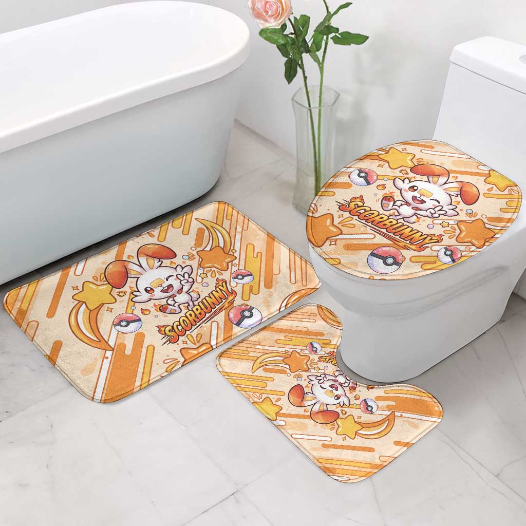 Scorbunny Bathroom Set Energetic Fire Starburst Art