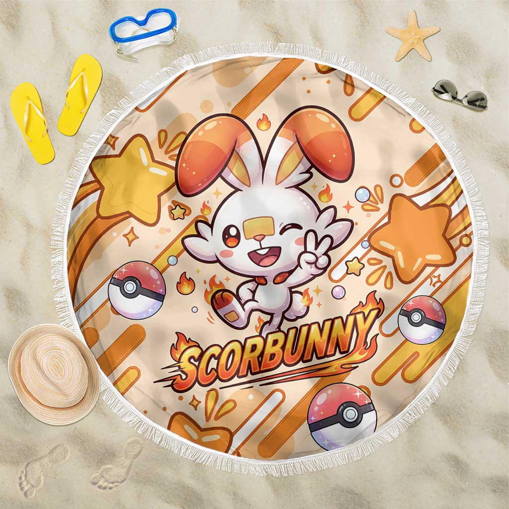 Scorbunny Beach Blanket Energetic Fire Starburst Art