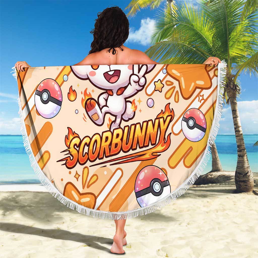 Scorbunny Beach Blanket Energetic Fire Starburst Art