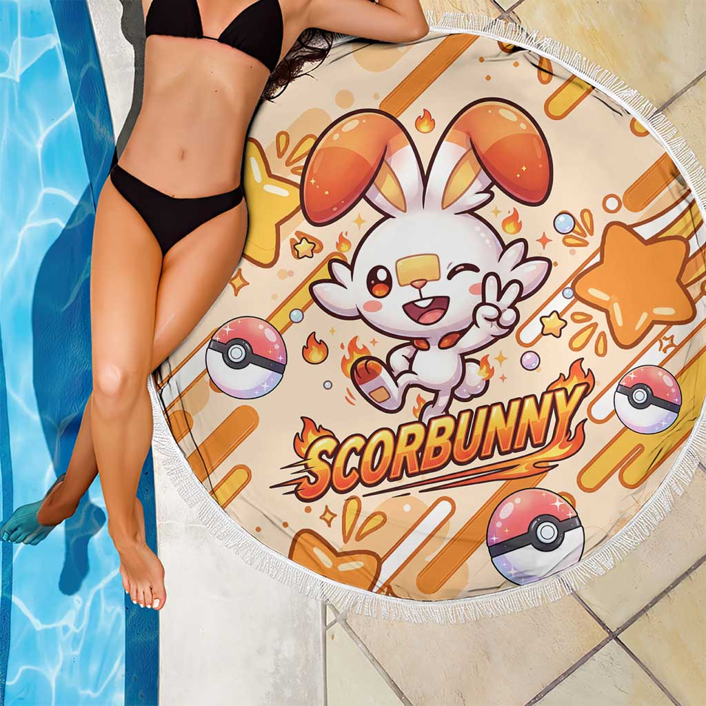 Scorbunny Beach Blanket Energetic Fire Starburst Art