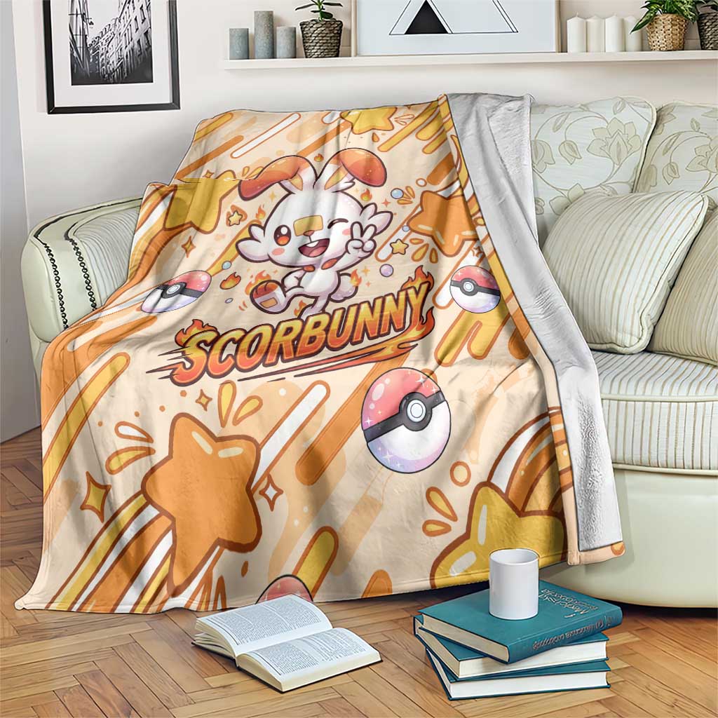 Scorbunny Blanket Energetic Fire Starburst Art