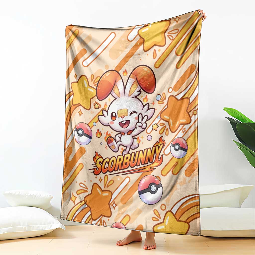 Scorbunny Blanket Energetic Fire Starburst Art