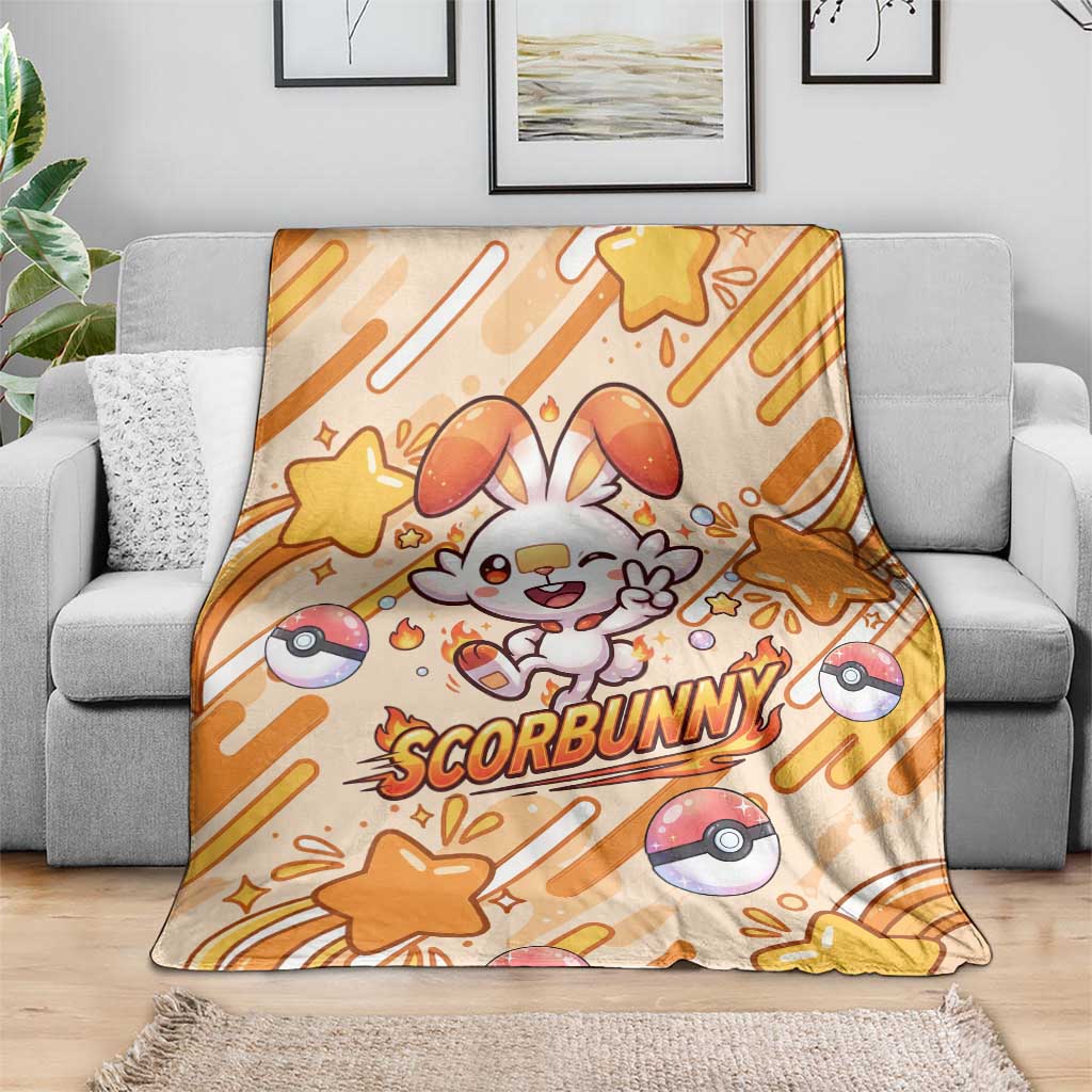 Scorbunny Blanket Energetic Fire Starburst Art