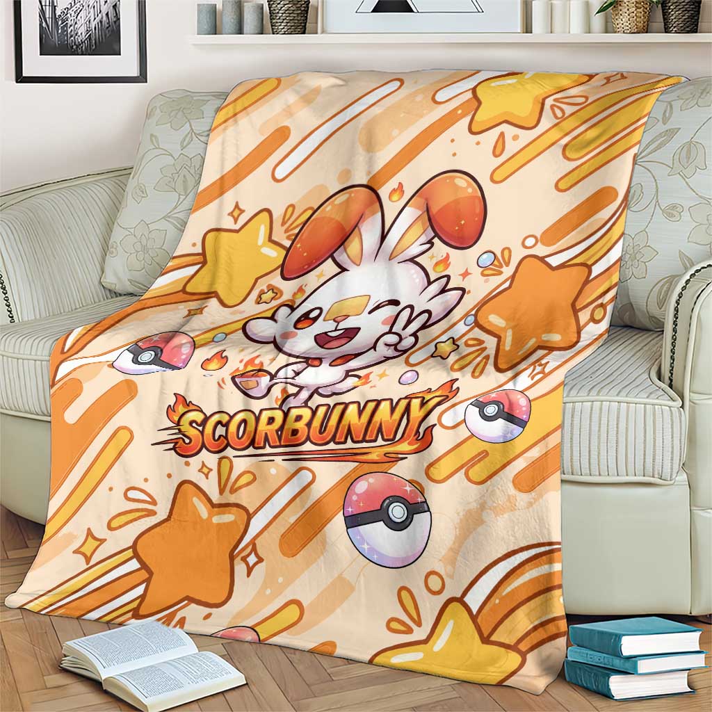 Scorbunny Blanket Energetic Fire Starburst Art