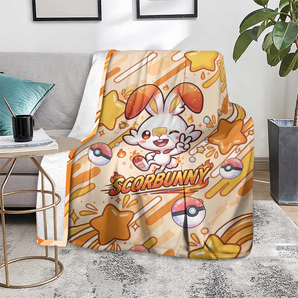 Scorbunny Blanket Energetic Fire Starburst Art