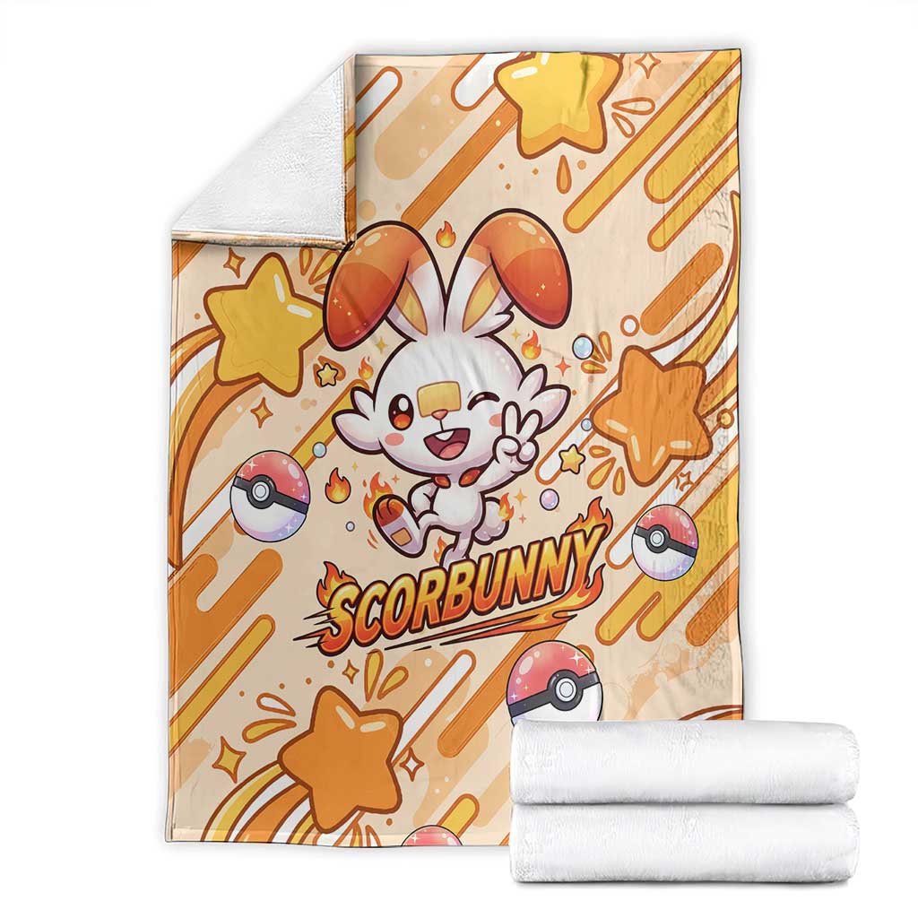 Scorbunny Blanket Energetic Fire Starburst Art