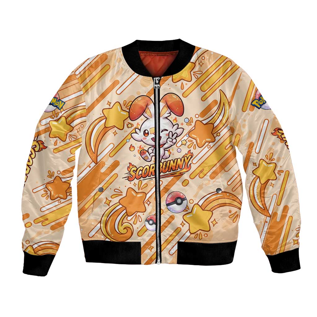 Scorbunny Bomber Jacket Energetic Fire Starburst Art