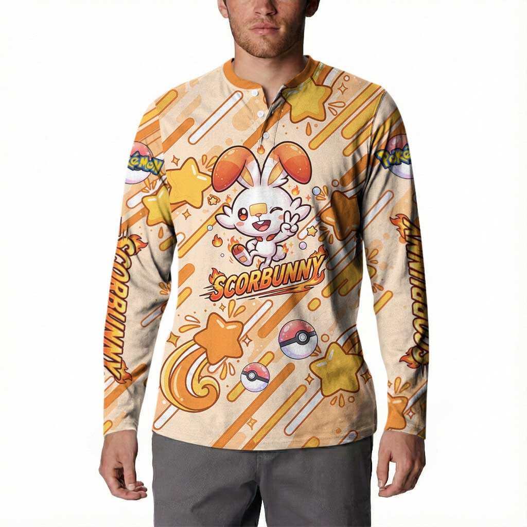 Scorbunny Button Sweatshirt Energetic Fire Starburst Art