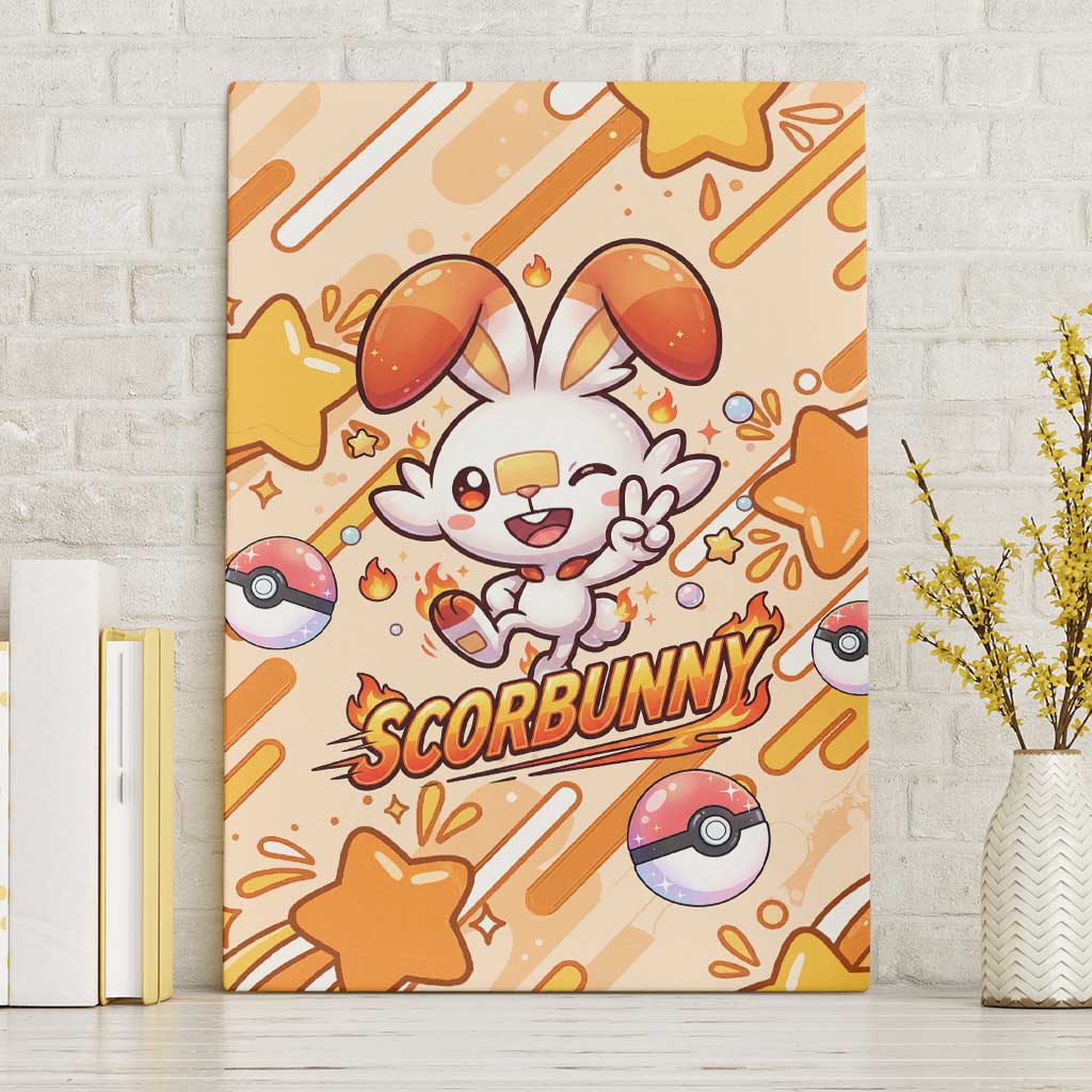 Scorbunny Canvas Wall Art Energetic Fire Starburst Art