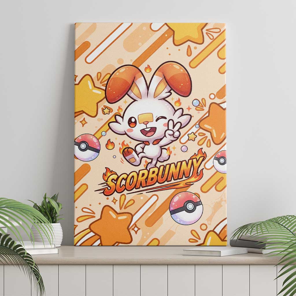 Scorbunny Canvas Wall Art Energetic Fire Starburst Art