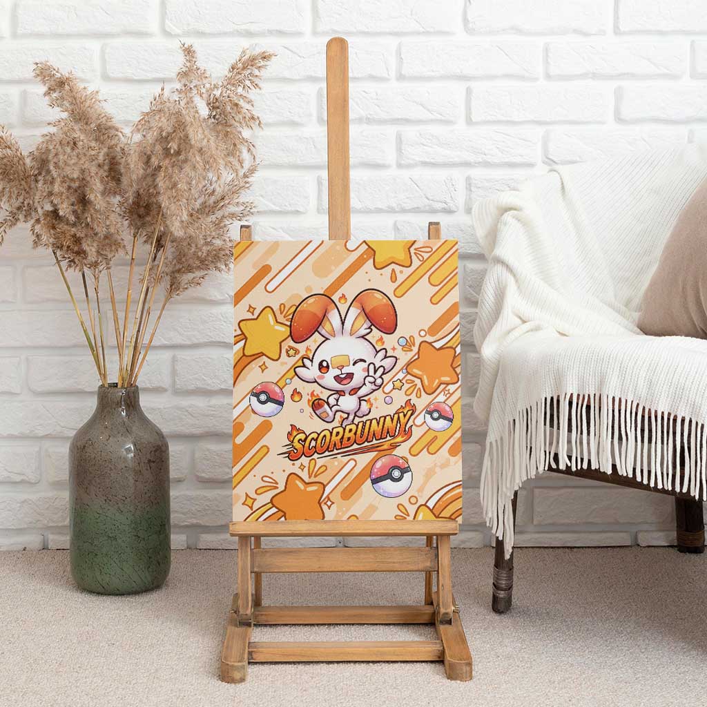 Scorbunny Canvas Wall Art Energetic Fire Starburst Art