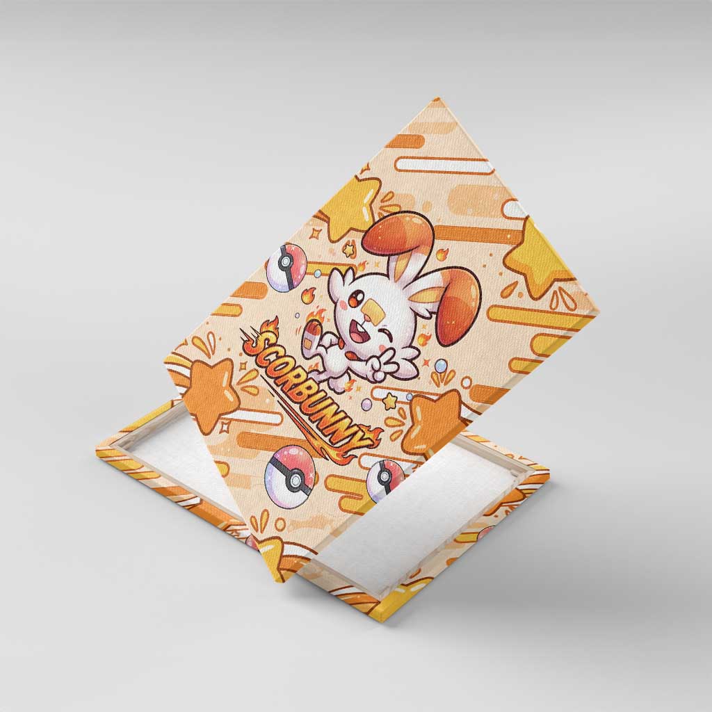 Scorbunny Canvas Wall Art Energetic Fire Starburst Art