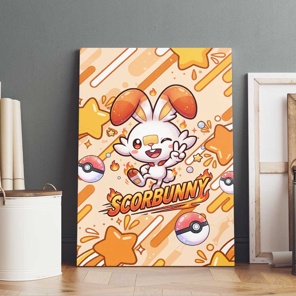 Scorbunny Canvas Wall Art Energetic Fire Starburst Art