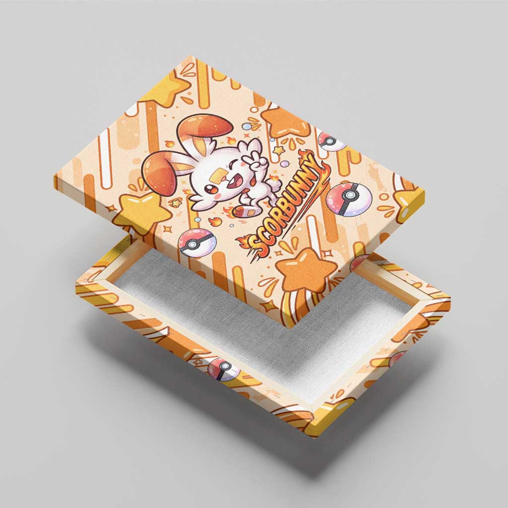 Scorbunny Canvas Wall Art Energetic Fire Starburst Art