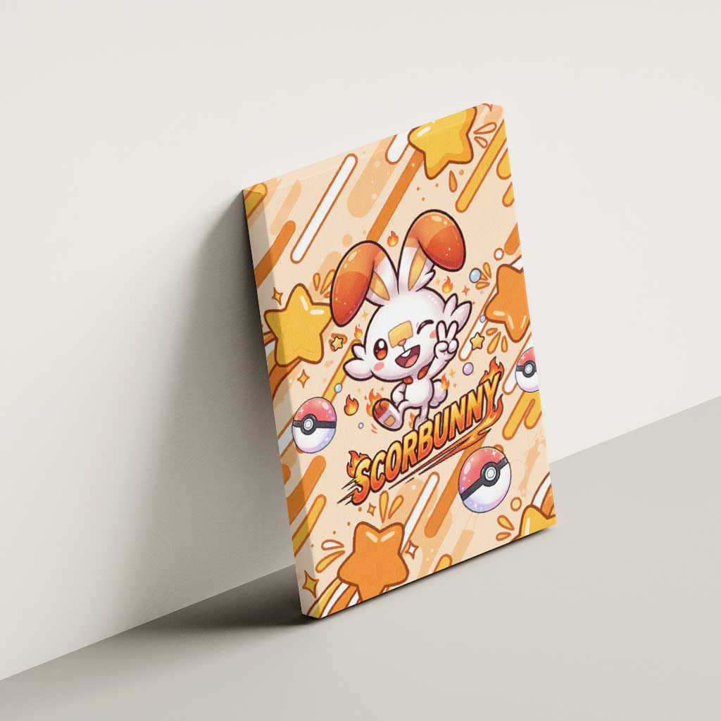 Scorbunny Canvas Wall Art Energetic Fire Starburst Art
