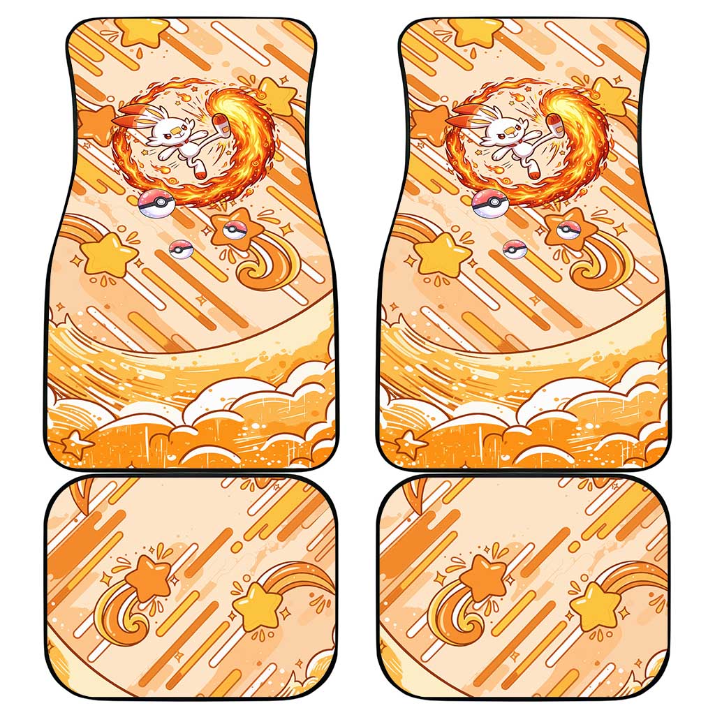 Scorbunny Car Mats Energetic Fire Starburst Art