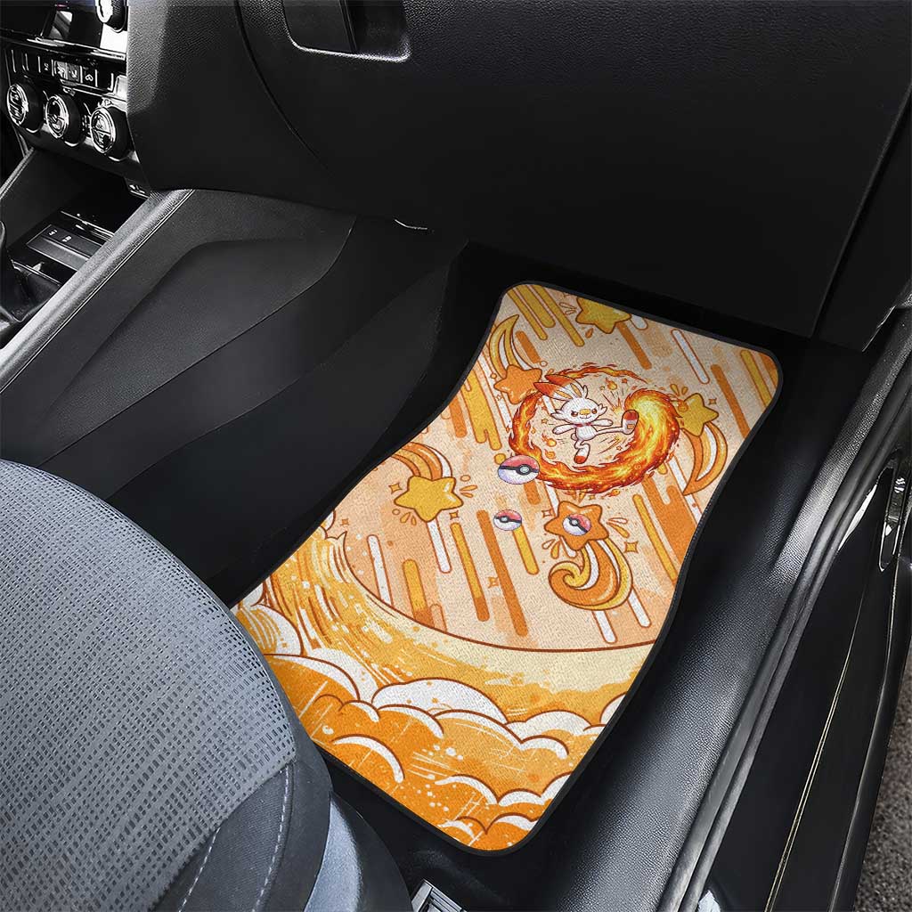 Scorbunny Car Mats Energetic Fire Starburst Art