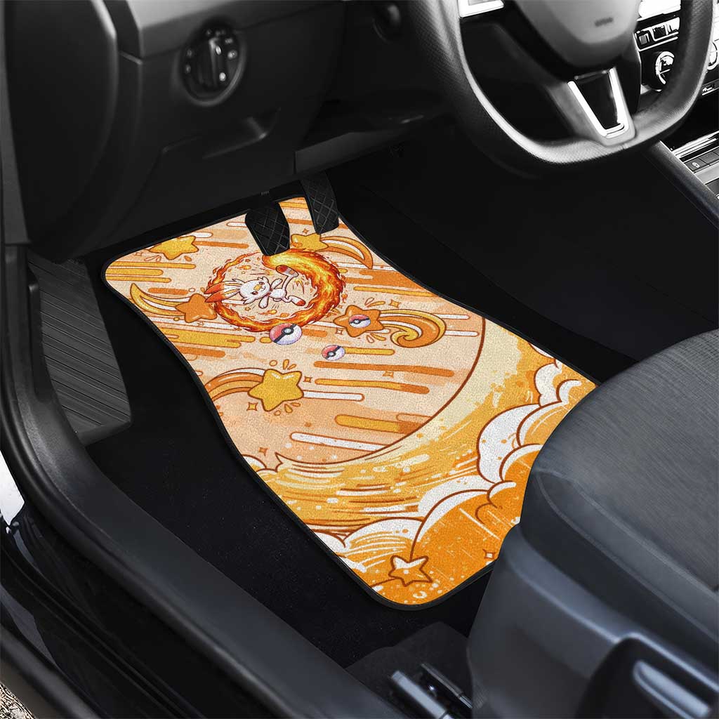 Scorbunny Car Mats Energetic Fire Starburst Art