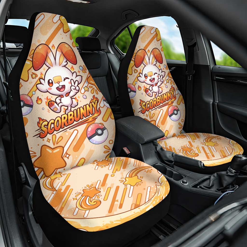 Scorbunny Car Seat Cover Energetic Fire Starburst Art