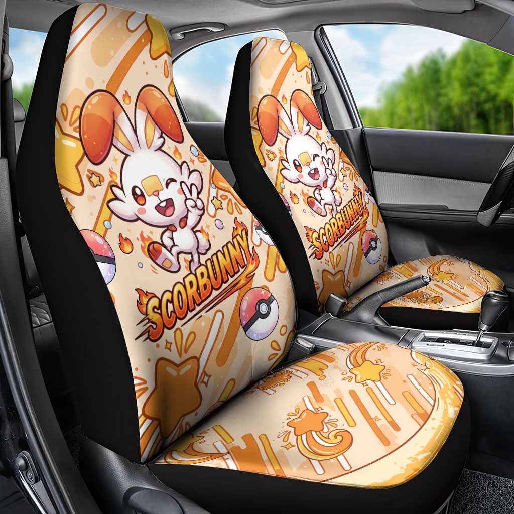 Scorbunny Car Seat Cover Energetic Fire Starburst Art