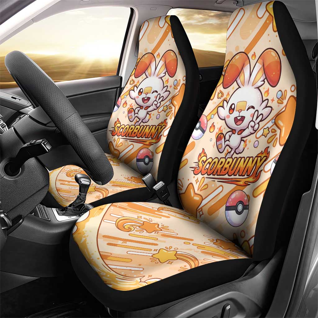 Scorbunny Car Seat Cover Energetic Fire Starburst Art