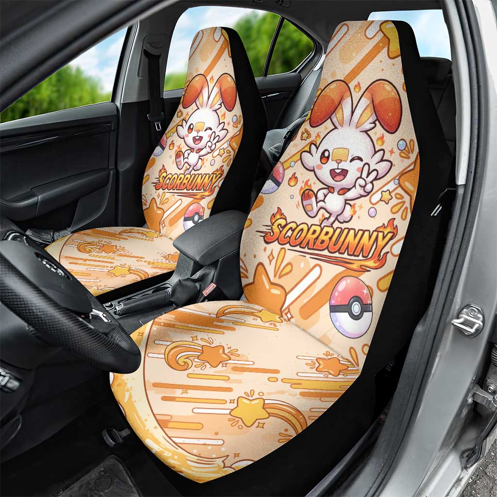 Scorbunny Car Seat Cover Energetic Fire Starburst Art
