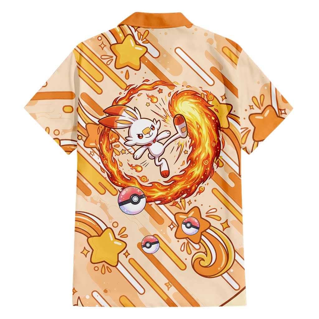Scorbunny Family Matching Puletasi and Hawaiian Shirt Energetic Fire Starburst Art