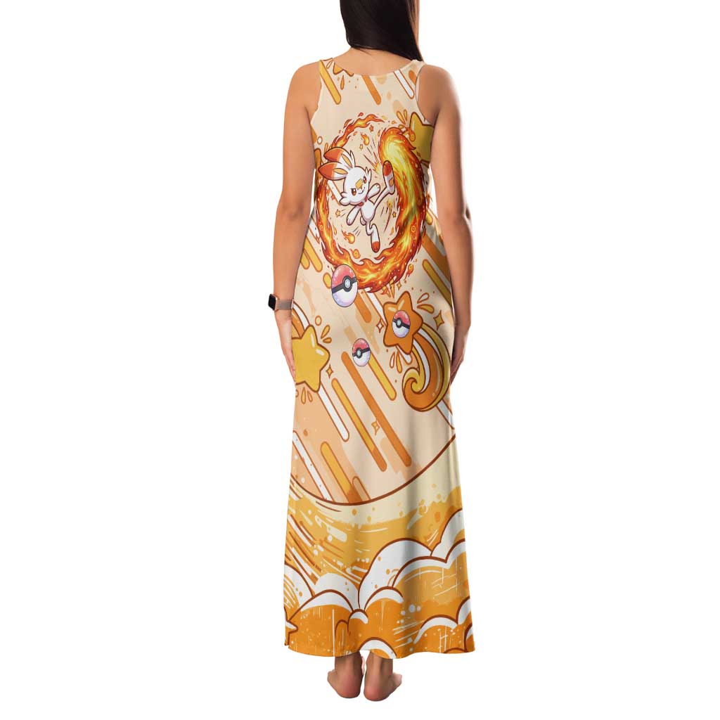 Scorbunny Family Matching Tank Maxi Dress and Hawaiian Shirt Energetic Fire Starburst Art