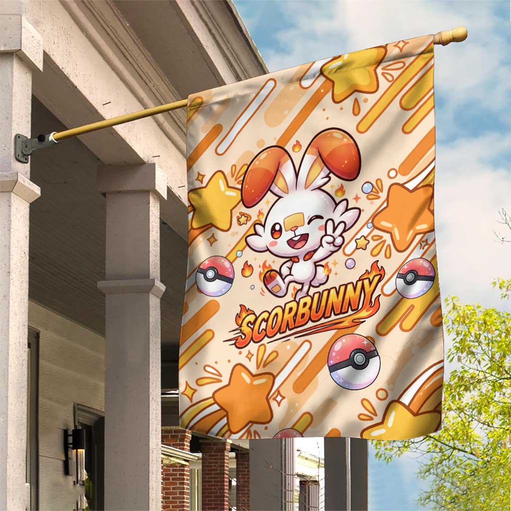 Scorbunny Garden Flag Energetic Fire Starburst Art