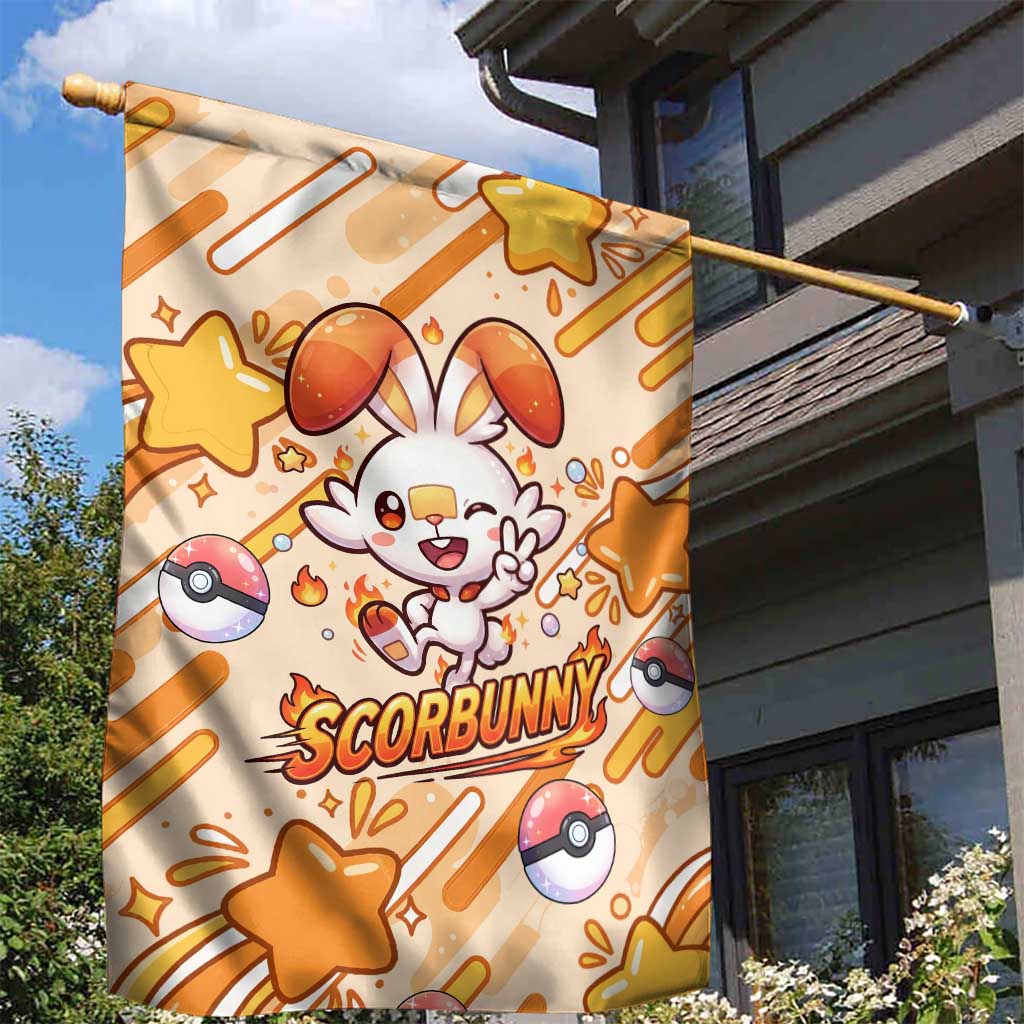 Scorbunny Garden Flag Energetic Fire Starburst Art