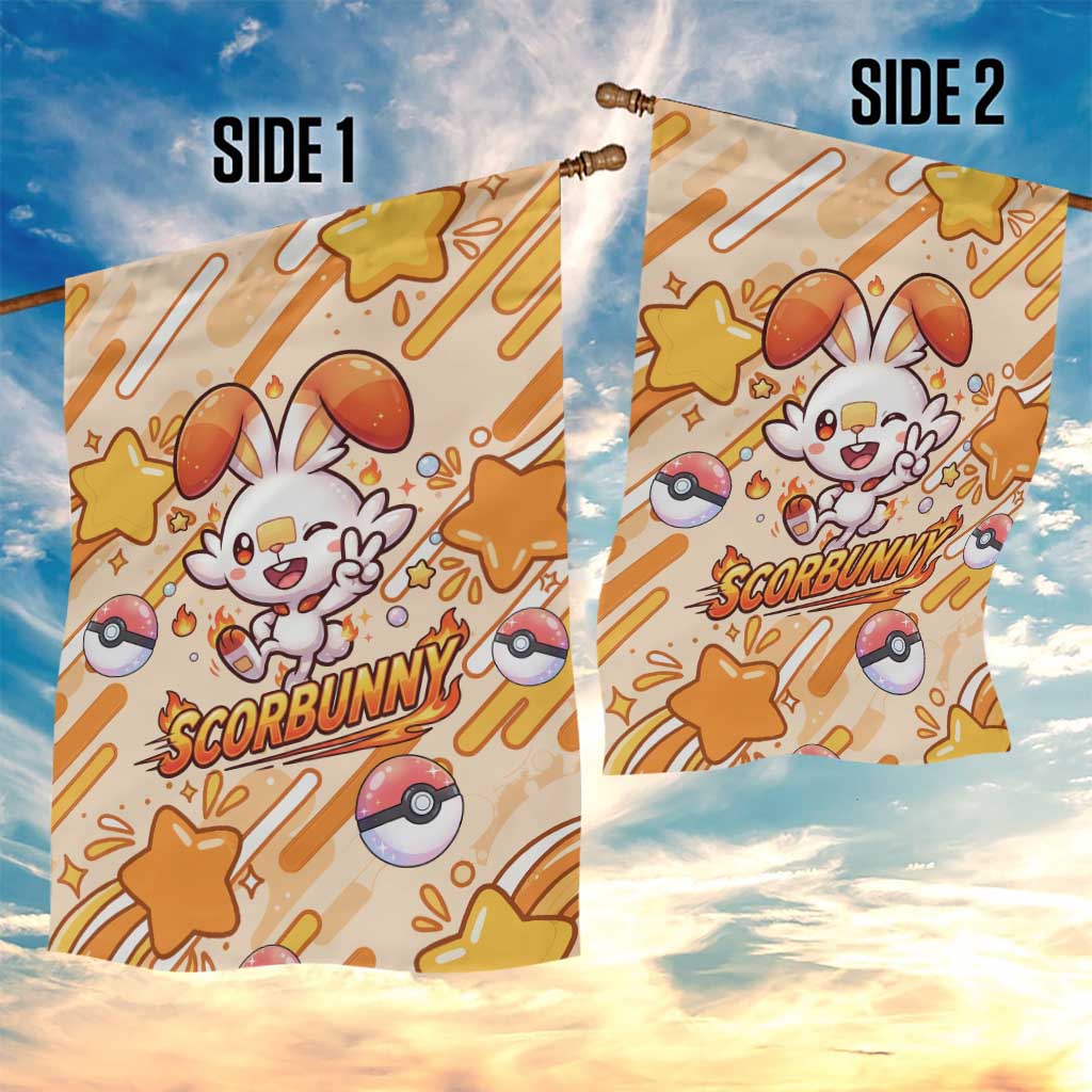 Scorbunny Garden Flag Energetic Fire Starburst Art