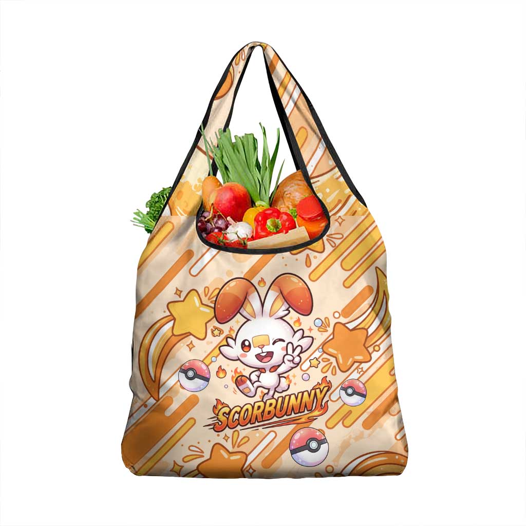 Scorbunny Grocery Bag Energetic Fire Starburst Art