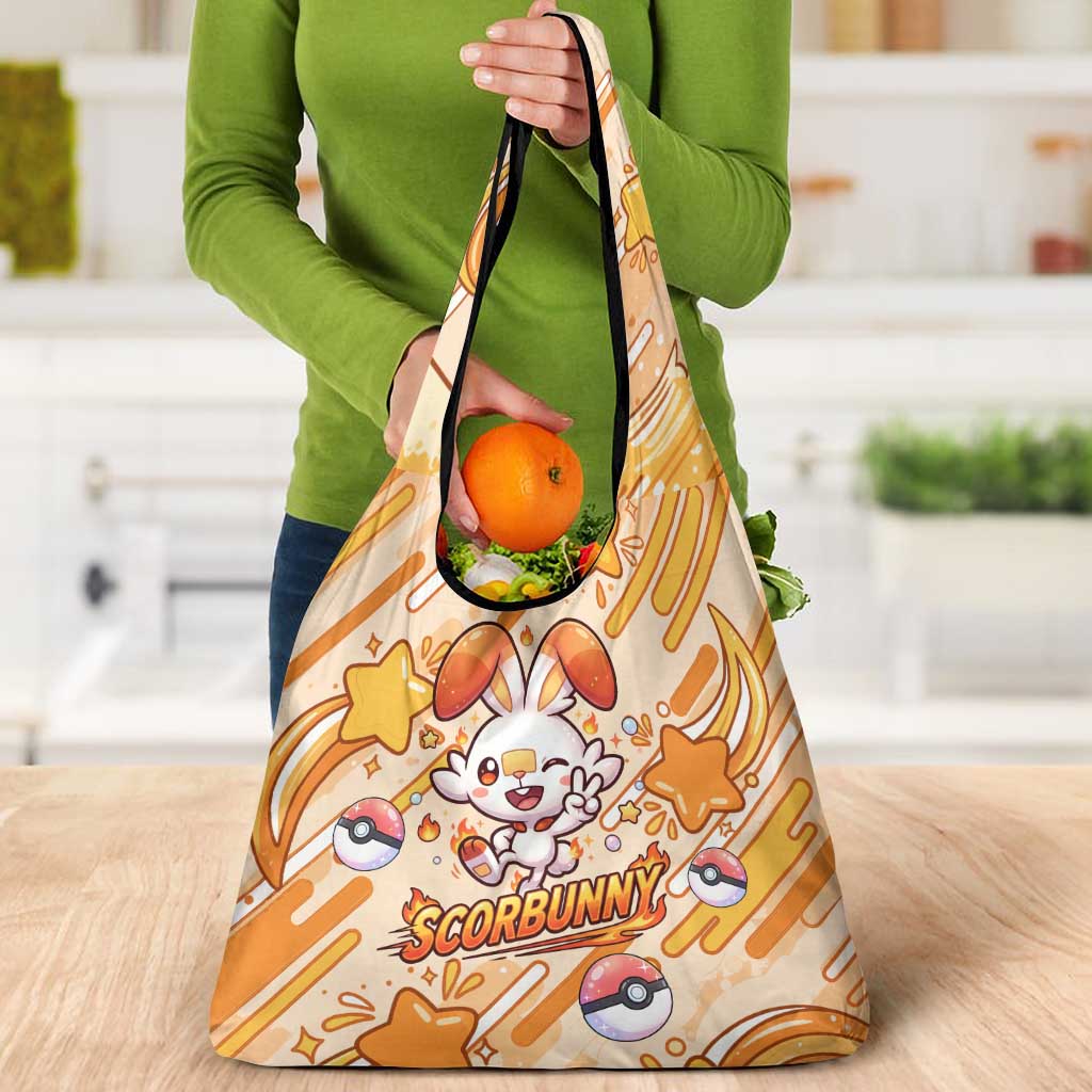 Scorbunny Grocery Bag Energetic Fire Starburst Art