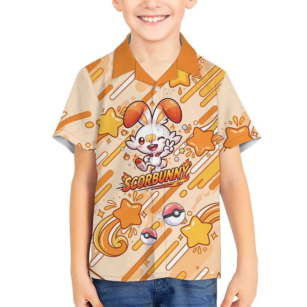 Scorbunny Hawaiian Shirt Energetic Fire Starburst Art