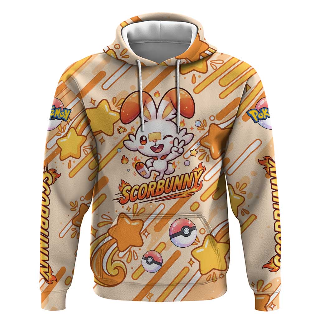 Scorbunny Hoodie Energetic Fire Starburst Art