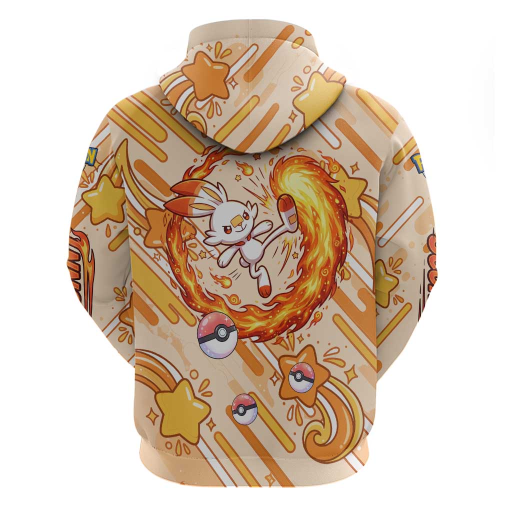 Scorbunny Hoodie Energetic Fire Starburst Art